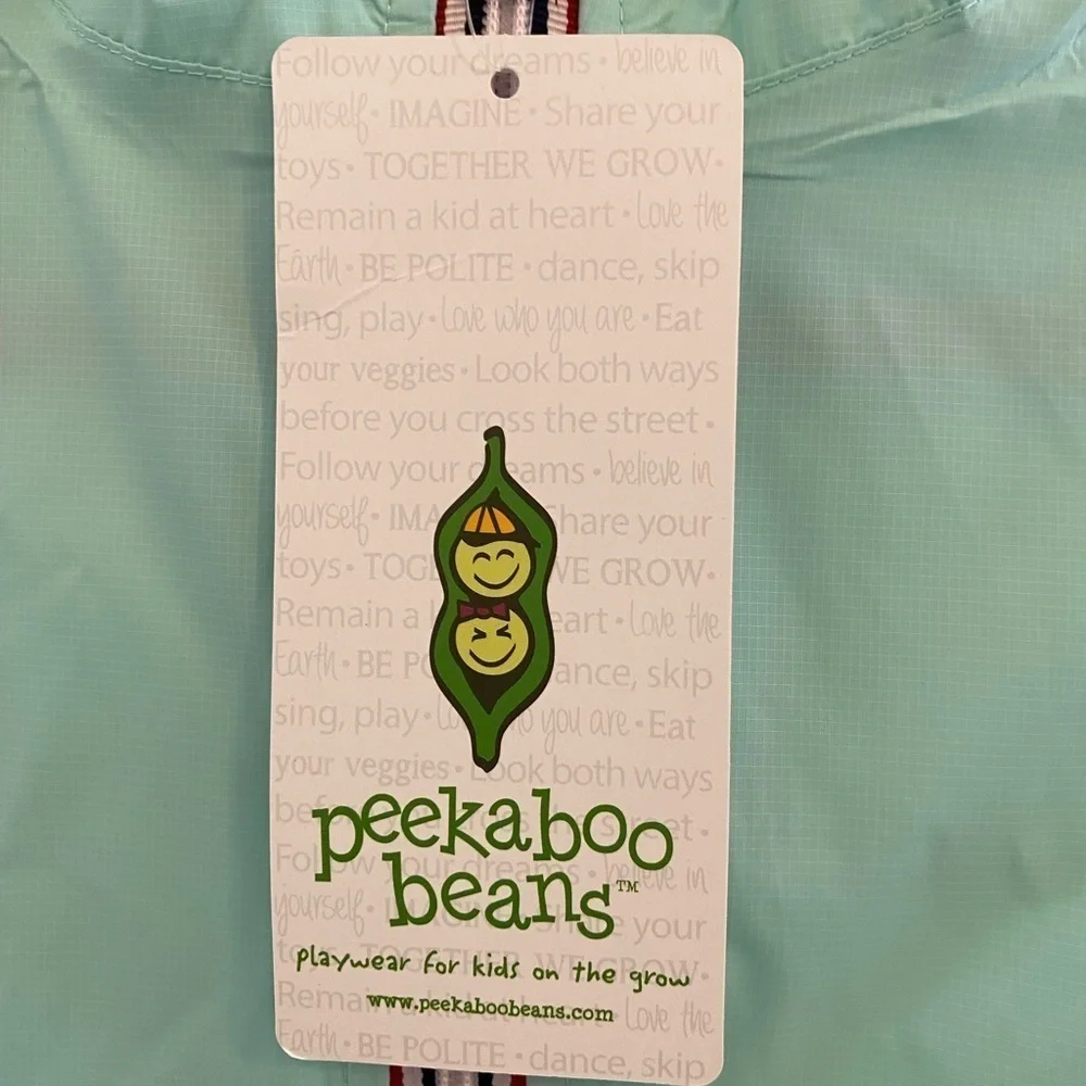 NEW Peekaboo Beans Raincoat Boy’s Girl’s size Small Kid’s Hood Waterproof
